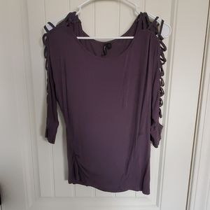 3/4 sleeve purple/grey top